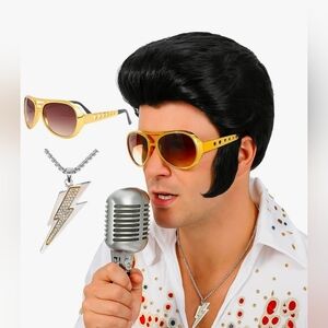 50s Rocker Costume Wig for Men 60s Rock Singer Cosplay